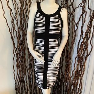 Jax White Strip Sleeveless Designer Dress